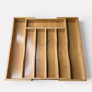 Bamboo Kitchen Drawer Organizer - Silverware Organizer, Utensil 5 Compartments
